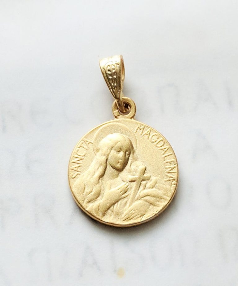 12 - Medal - Sancta Magdalena 18mm - 18k Gold Vermeil - Magdalene 