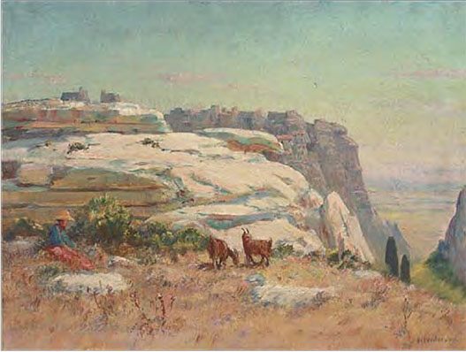 Goats on a sunny hill side by Frédéric Montenard