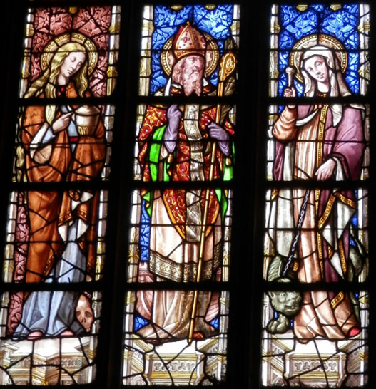 Stained glass window of the Cathérale with Saint Mary Magdalene Stained glass window of the Cathérale with Saint Mary Magdalene