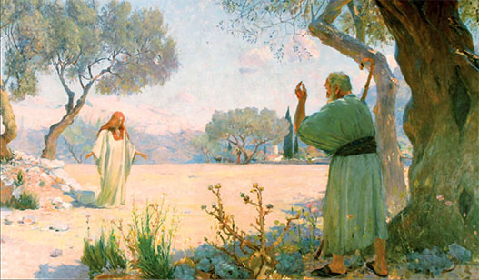Mary Magdalene asking a hermit to warn Blessed Maximin of her approaching death