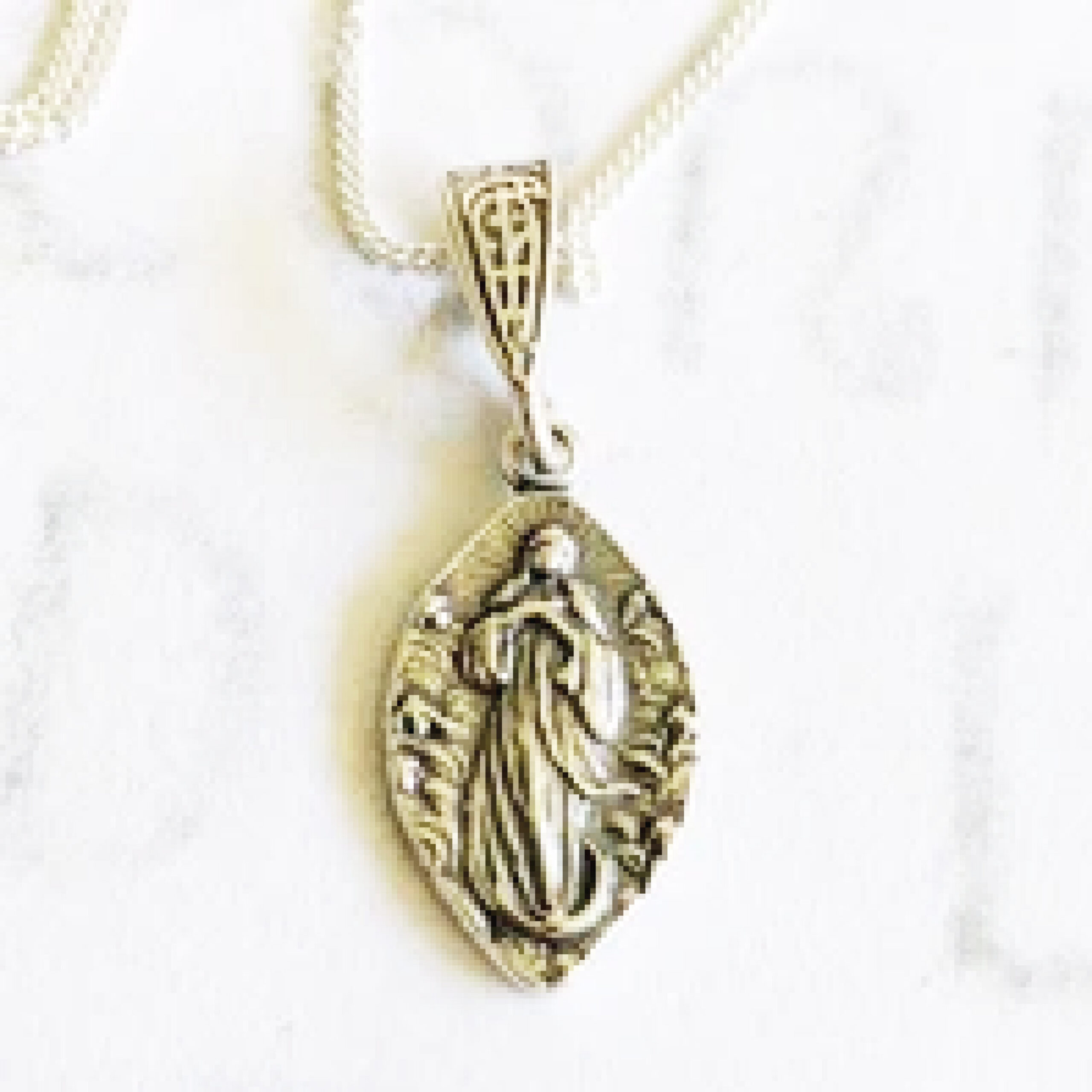 Tiny Mary Magdalene carried by angels medal